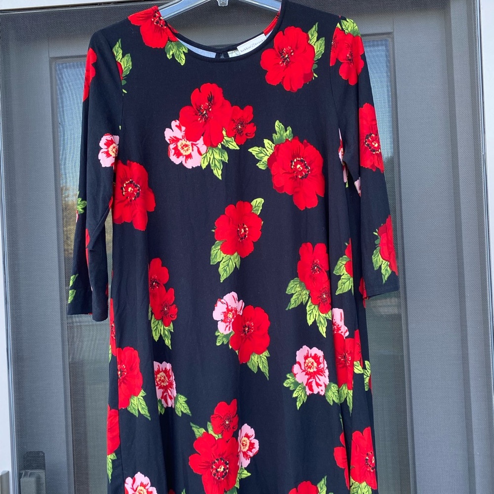 Bobbie Brooks Floral 3/4 Sleeve Dress Size Medium